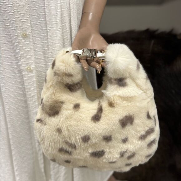 Multi Use Style Handmade Real Rex Rabbit Fur Purse/Shoulder Bag/Crossbody - Picture 8 of 16